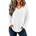 thumbnail image 2 of Women’s Waffle Long Sleeve T-Shirt - Fall V Neck Pullover Tops - Fashion Basic Knit Daily Casual Tops, 2 of 8