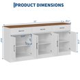 71 inch Long Sideboard Buffet Cabinet with 6 Doors and 3 Drawers ...