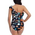 thumbnail image 5 of Goofa Creative Transport Pattern Women's One Piece Swimsuits Tummy Control Bathing Suits Asymmetric One Shoulder Swimwear-Medium, 5 of 6