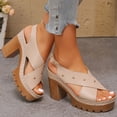 thumbnail image 5 of Dakaela Womens High Heeled Sandals Open Toe Crossband Slingback Platform Pumps Ankle Strap Summer Wedding Party Dress Shoes Beige 6.5, 5 of 9