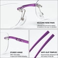 thumbnail image 4 of MAGIMODAC Anti Blue Light Reading Glasses Metal Rimless Blue Light Blocking Clear Ultralight Eyeglasses Eyewear Readers with Prescription (Purple, +3.0), 4 of 5
