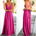 thumbnail image 6 of Women Maxi Dress Sleeveless V Neck Halter Dress Sexy Cocktail Wedding Guest Cocktail Gown Evening Party Dresses S-XL, 6 of 6