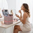 thumbnail image 6 of HUISZJ Cosmetic Bag, Stripped Nail Tech Organizer with Separate, 2 Layer Toiletries Organizer for Work Travel Outdoor, 6 of 7