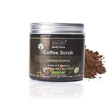 Natural Robust Coffee Scrub - Organic Coffee, Coconut and Shea Butter - Best Acne, Anti Cellulite and Stretch Mark treatment, Spider Vein Therapy for Varicose Veins & Eczema