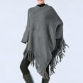 thumbnail image 5 of Hauaitttt Women Poncho Sweater V Neck Solid Knit Pullover Cape Lightweight Shawl Elegant Wrap with Fringes for Women Womens Dress Jackets for Evening Wear Girls Shawl Wool Scarf Shawl with Hood, 5 of 7
