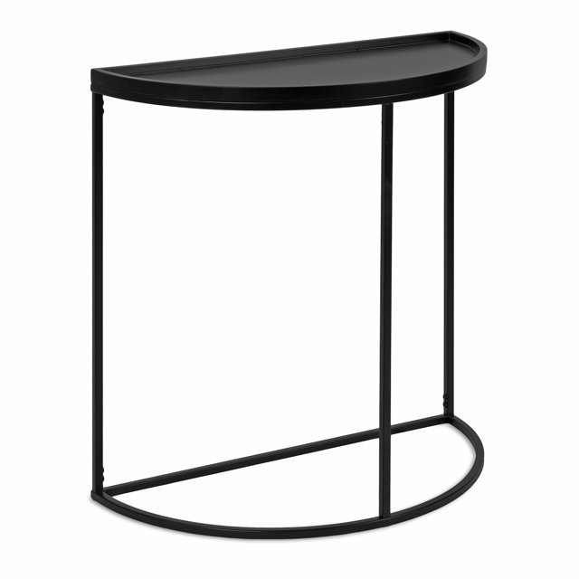 Kate and Laurel Dorrah Modern Round Console Table, 28 x 14 x 30, Black, Contemporary Half-Circle Entryway Table for Storage, Organization, and Display