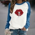 thumbnail image 1 of Pntutb Ladies Fashion Casual Raglan Pullover Casual Lip Print Fleece Sudadera Manga larga Ladies top Pntutb Pntutb-5546, 1 of 6