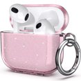 thumbnail image 1 of ULAK Airpods 3 Case Cover, Clear Bumper Shockproof Carrying Case for Apple AirPods 3rd Generation 2021 with Key Chain, Pink Glitter, 1 of 10