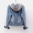 thumbnail image 2 of Ladies Zipper Denim Jacket Long Sleeve Lapel Denim Coat Winter Casual Tops Fashion Outerwear, 2 of 3