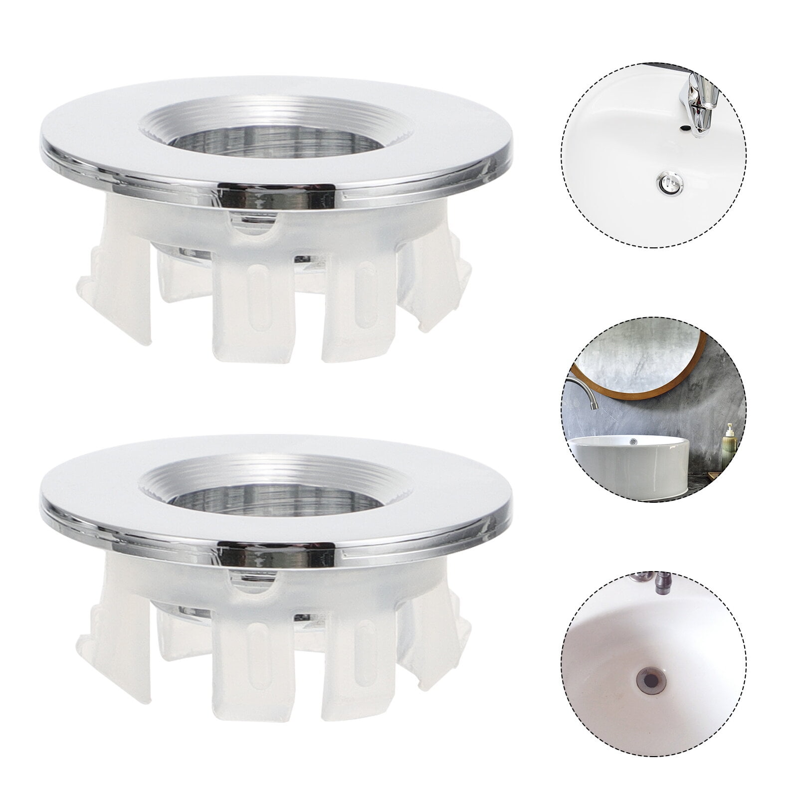 2Pcs Bathroom Wash Basin Overflow Rings Bathroom Sink Overflow Drain