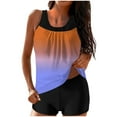 thumbnail image 2 of WNYEIME Two Piece Women's Tankini Swimsuits Tie Dye Gradient Color Print Summer Ruched Pleated Blouson Swim Tank Tops with Shorts Tummy Control Modest Bathing Suits Multicolor XXL, 2 of 6