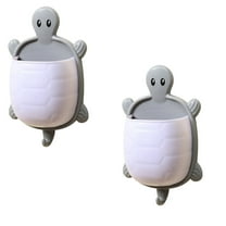 YIMWNYI 2Pcs Cute Turtle Bathroom Storage Box, Wall-Mounted Toothbrush and Toothpaste Rack, No Drill Suction Organizer for Razors, Combs, and Bathroom Essentials, Space-Saving and Easy to Clean