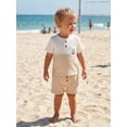 thumbnail image 4 of BemeyourBBs Toddler Baby Boy Little Brother Outfit Infant Baby Boys Summer Clothes Casual Lil Bro Letter Embroidered Waffled Short Sleeve Shirt Tops and Pockets Shorts 2 Pcs Set, 4 of 8