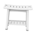 thumbnail image 2 of Bunblic Shower Bench Stool Bathroom Seat Footrest Rack Inside Shower with Storage Shelf SPA Bath Chair for Home Kitchen Garage Garden White, 2 of 8