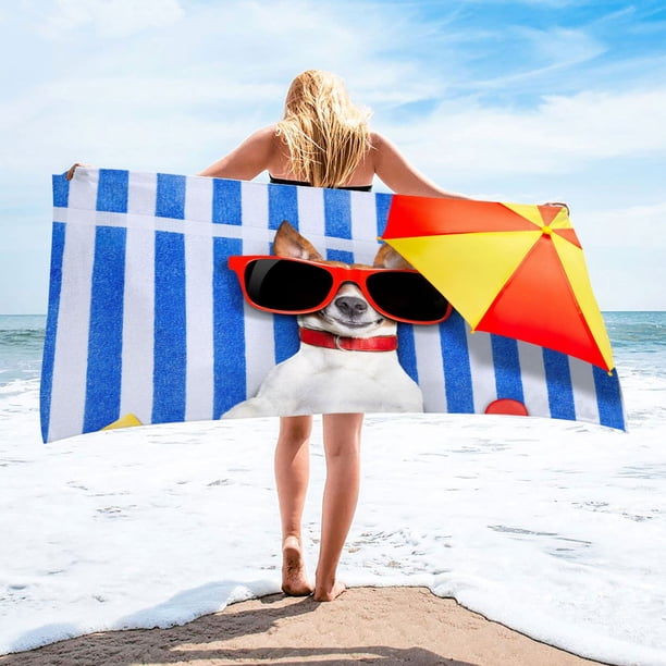 Zatoumnr Dog Themed Beach Towel, 30x60in Large Size, Quick Dry