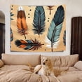 thumbnail image 7 of Tribal Boho Decorative Durable Wall Hanging Tapestry for House Bedroom Dorm Home College Deco 51x59 Inch Washable Decorative Big Tapestry Feathers Vibrant Leaves Tapestries, 7 of 7