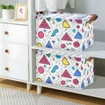 thumbnail image 2 of Yayeee Foldable Storage Basket for Shelves with Handles Set of 2 Waterproof Cloth Bins, Red Retro Pattern, 2 of 7