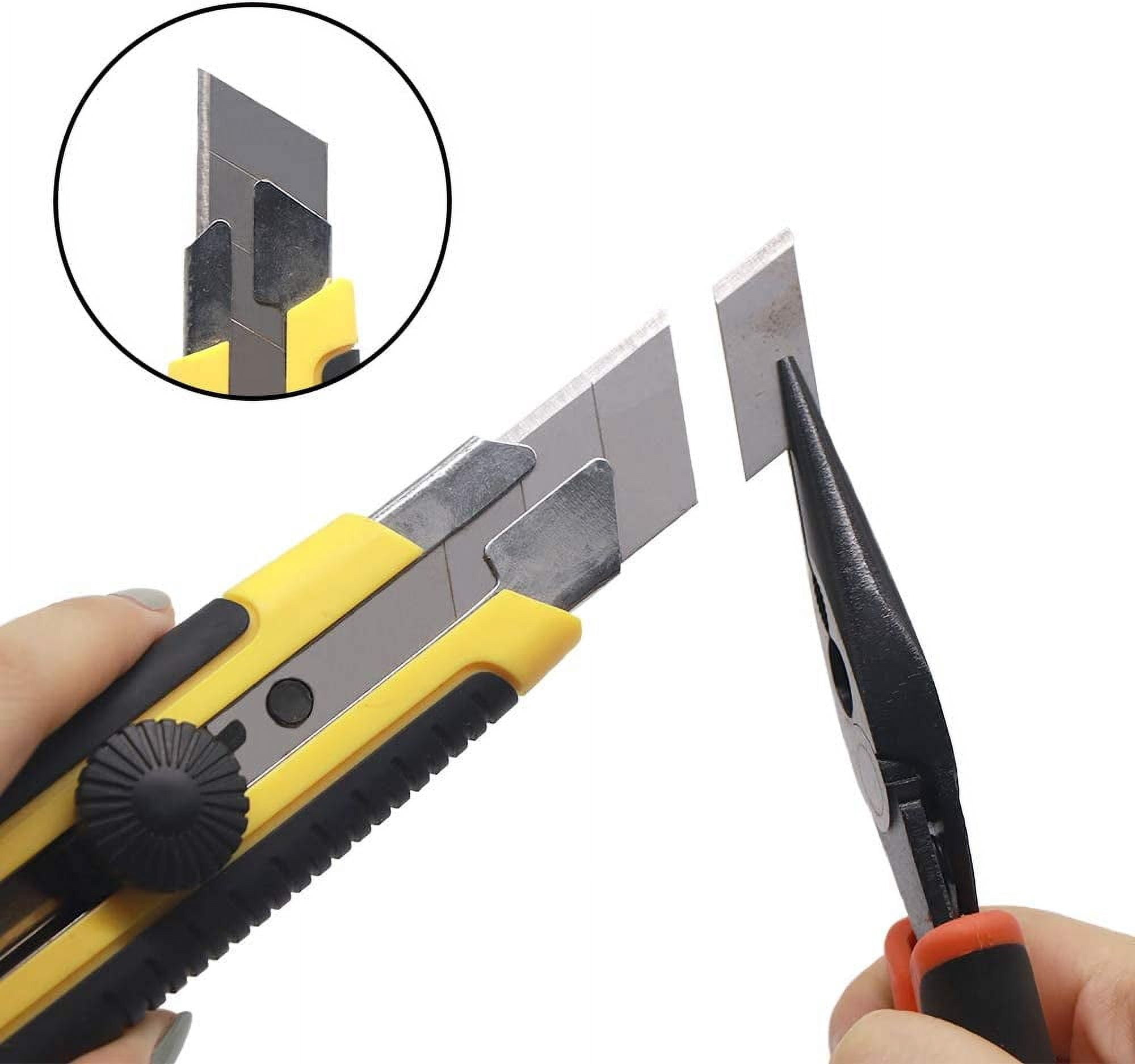25MM Heavy Duty Utility Knife, Box Cutter with 20pcs -5 Retract Blades, Snap-Off Cutters with Rubber Grip for Cardboard, Boxes, DIY Crafts