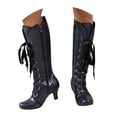 thumbnail image 3 of Gyexs Knee High Cowgirl Boots Women Mid Calf Heel High Heel Mid Boots Fall Winter Dress Shoes Z03 Blue Size 6.5, 3 of 8