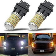 iBrightstar Newest Super Bright 3157 4157 3155 3457 Switchback LED Bulbs with Projector Replacement for Daytime Running Lights/DRL and Turn Signal Lights, White/Amber