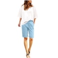 thumbnail image 2 of OIUUAK Shorts for Women Knee Length Plus Size Summer Elastic Waist Beach Long Shorts with Pockets, Loose Shorts for Women Summer, Womens Shorts Casual, Linen Shorts for Women, 2 of 2