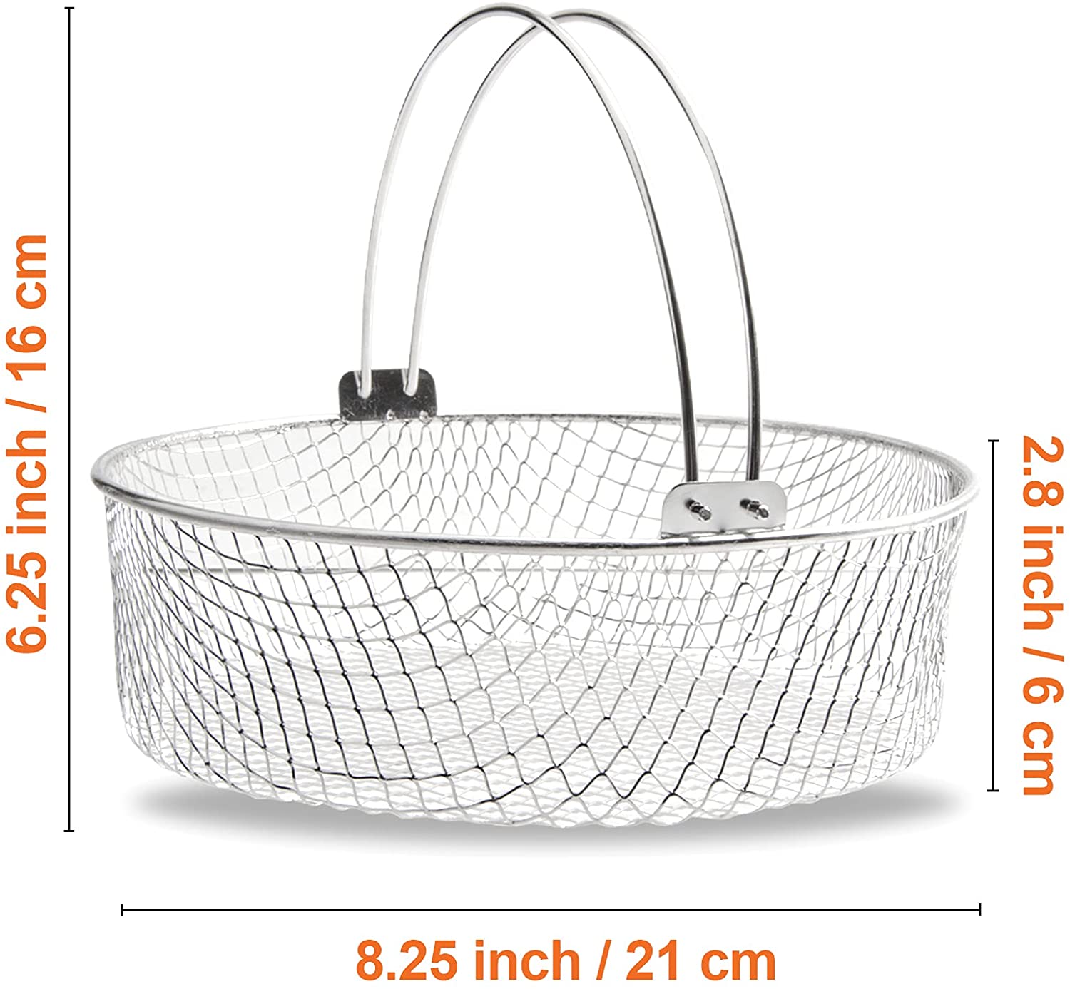 ABPETE Air Fryer Basket, Steamer Basket for Instant Pot, 304 Stainless Steel Mesh Basket for Instant 6Qt 8Qt Air Fryer, Air Fryer Accessory 8 inch Basket with Handle