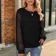 thumbnail image 4 of BLVB Women's Fall Knitted Tops Round Neck Long Sleeve Hollow out Trendy Blouse Casual Loose Ladies Going out Shirts, 4 of 5