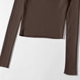 thumbnail image 4 of DuoJiaJ Long Sleeve Shirts for Women Fall Tops V Neck Slim Fitted Ribbed Basic Knit Tee Top Brown XL, 4 of 5
