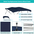 thumbnail image 4 of SavvyCraft™ 4 Bow Bimini Top Replacement Canvas Cover 4 Bow 96" L 54"-60" W Navy Color with Zippered Pockets, 4 of 6