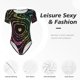 thumbnail image 4 of Balery Rainbow Glitter Body de cuello redondo de manga corta para mujer Tops de manga corta Tops básicos-Medium, 4 of 7