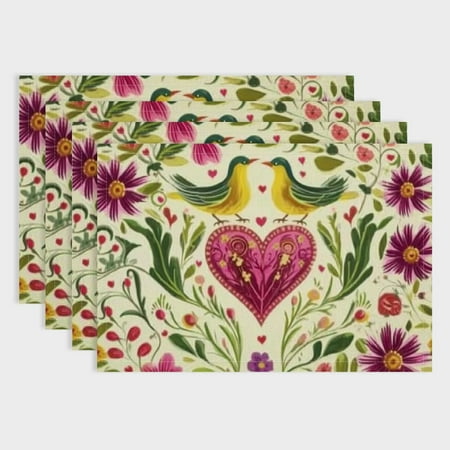 

Autua Mexican Festival Placemats Set of 4 Mexico Floral Cinco De Mayo Linen Washable Place Mats Rectangle Cloth Table Mat for Party Kitchen Dining Decoration Indoor Outdoor 18x12in