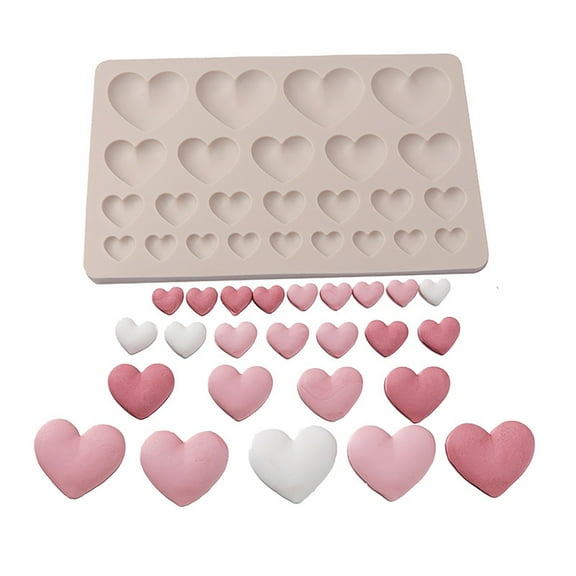 Dengmore Silicone Moulds for Wax Melts Wax Melt Moulds Silicone 25 Heart Mould Sweet Moulds Mini Candy Molds Silicone Shape for Love Chocolate Soap Ice cube mold Jelly Melts Gummy DIY