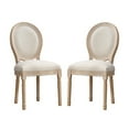 thumbnail image 3 of Hassch Set of 2 French Style Dining Chairs, Solid Wood Frame Side Chairs with Upholstered Linen Padded Backrest and Seat, Beige, 3 of 8