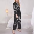 thumbnail image 3 of Honeii Black And White Shark print Women's Pajama Sets Long Sleeve Button Down Sleepwear Nightwear Soft Pjs Lounge Sets-Large, 3 of 7