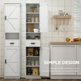 thumbnail image 3 of Oufan Tall Cabinet, Slim Storage Cabinet, Narrow Freestanding Floor Cabinet with 1 Drawer & 2 Barn Doors for Bathroom, Living Room, Entryway,Kitchen, 14" D x 11" W x 69" H, White, 3 of 7