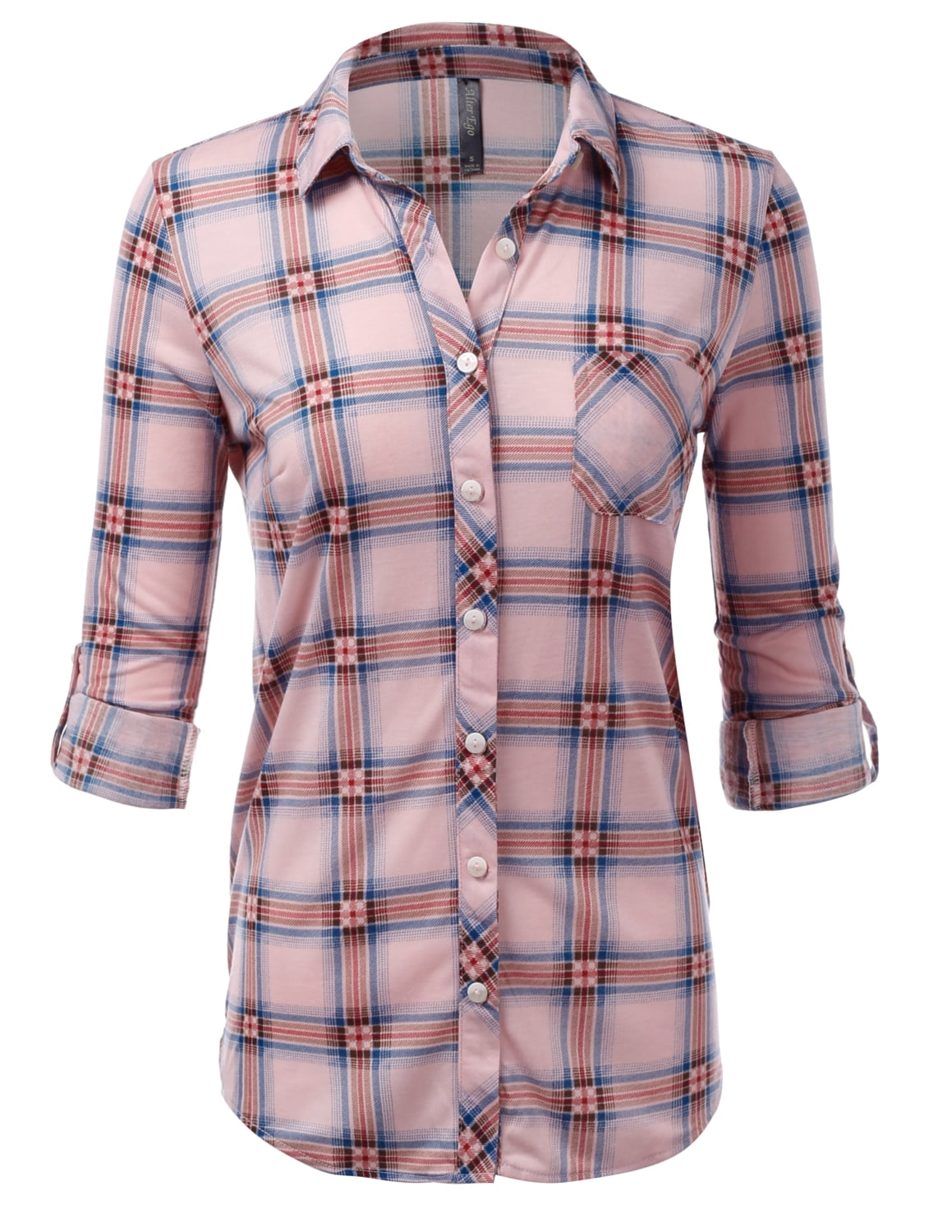 JJ Perfection Womens Long Sleeve Soft Button Down Shirt (Female Plus ...