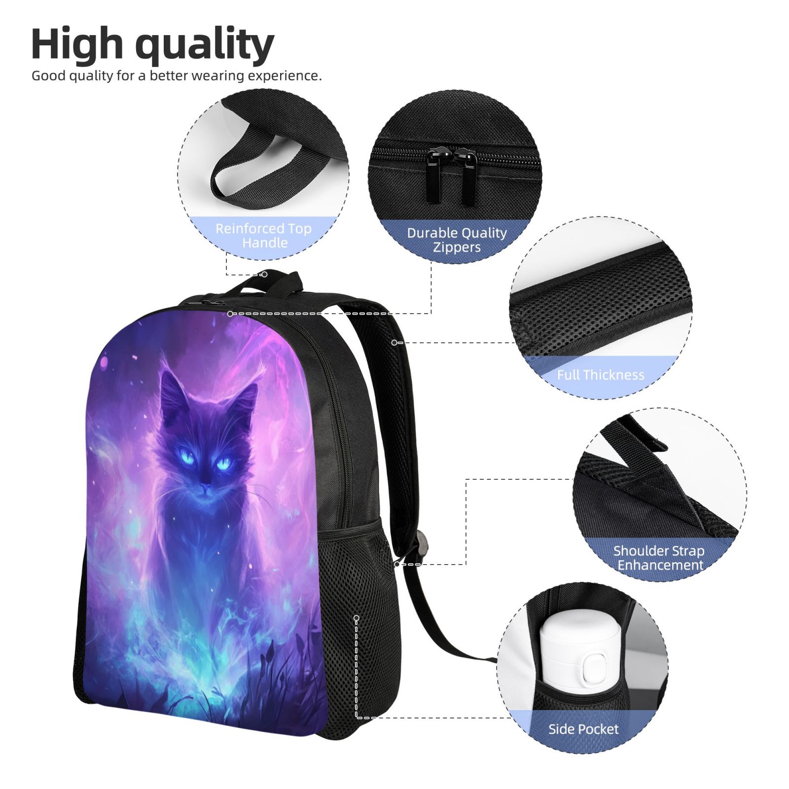 Cat Backpack Double Shoulder Backpack Durable, Spacious, Ergonomic Design for Travel, Work & Outdoor Use