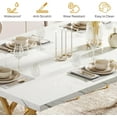 thumbnail image 6 of Tribesigns Modern Dining Table, 63" Large Kitchen Table for 4-6 People, Unique Rectangular Dinner Table Kitchen & Dining Room Furniture with Faux Marble Tabletop and Geometric Legs, 6 of 7