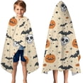 thumbnail image 3 of Vintage Halloween Icons Pattern Hooded Bath Towel，50"x30" for Ages 3 To 12 Kids, Quick Dry Lightweight Soft Microfiber Hood Beach Towel Cover Up for Kids, 3 of 7
