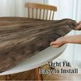 thumbnail image 4 of Wooden Texture Round Fitted Tablecloth with Elastic Round Elastic Tablecloth 40"-44" Fitted Table Cover Waterproof Wipeable Circle Table Cloth for Outdoor Picnic, 4 of 4