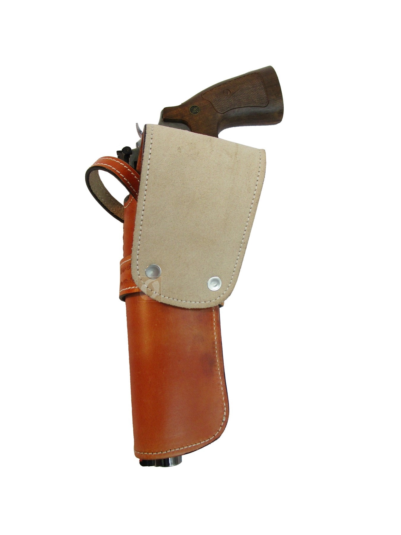 Leather Holster Basket Tooled Long Barrel Western Gun Cover Tan Color - Right Handed