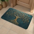 thumbnail image 2 of Golden Tree Design Kitchen Mat - Non-slip, Super Absorbent Flannel Mat with Celtic Knot Details for Kitchen, Bedroom or Entrance - Teal Background, High Quality and Safe, Suitable for Children/Pets, K, 2 of 7
