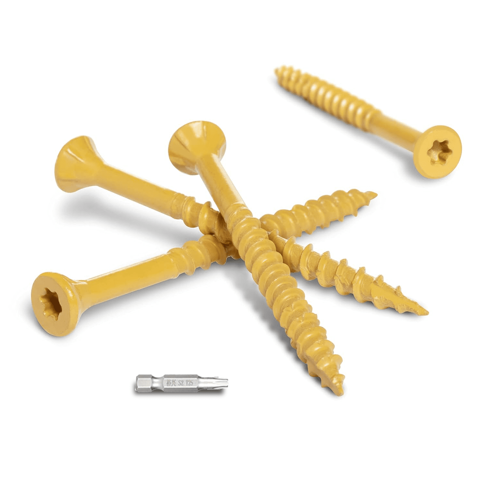 #10*4" Wood Screws, 100Pcs Star Drive Self-Drilling Tan Deck Screws, Comes in Reusable Storage Case, Bit Included