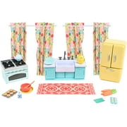 Honey Bee Acres Sweet Home Kitchen Decor – 27 Piece Dollhouse Furniture & Accessories – Miniature Playset with Fridge, Oven, Food & More - Kids 3+