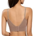 thumbnail image 5 of Women's Wireless Bra, Full Coverage Underarm Smoothing V Neck Bra with Adjustable Straps, Support Lift Comfort Bra | VerBelle,Coffee M, 5 of 6