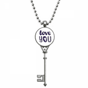 Love You Cute Quote Handwrite Style Pendant Vintage Necklace Silver Key Jewelry
