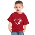 thumbnail image 2 of Penkiiy Toddler Kids Boys Girls Fashion Cute Round Neck Print Short Sleeve Top 9-10 Years Red, 2 of 6