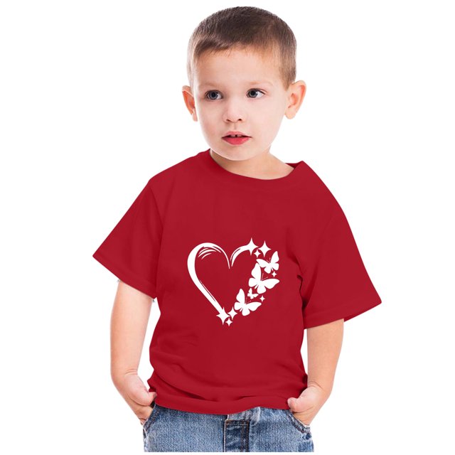Qiopertar Haut à Manches Courtes Imprimé Col Rond Mignon Mode pour Enfants Garçons Filles en Solde à Moins de 5$ en Solde