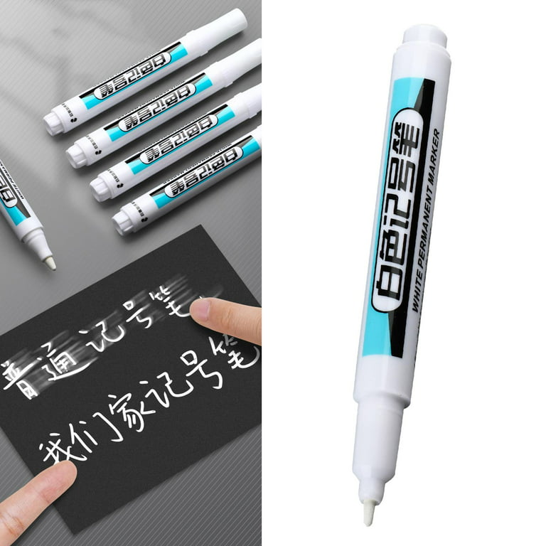 White Paint Pen Permanent Markers - 8 Oil Based Paint Markers for Tire,  Wood, Rocks, Metal, Canvas, Plastic, Dark Surface, Medium Tip, Waterproof