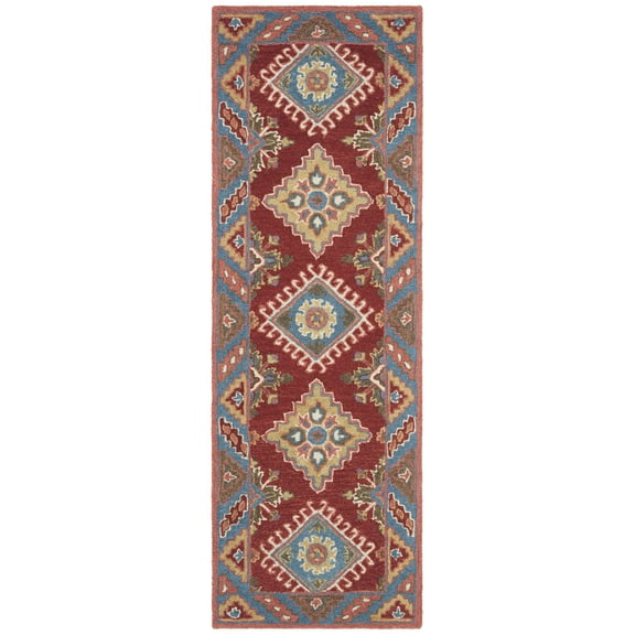 SAFAVIEH Aspen Hildred Geometric Runner Rug, Red/Blue, 2'3" x 8'